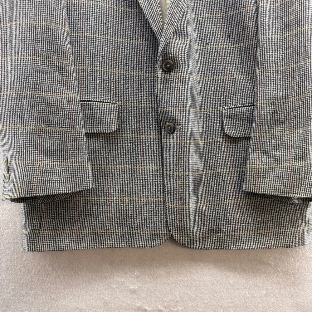 AKA Eddie Bauer Blazer Silk Linen‎ Sport Coat Herringbone Jacket 44L Classic